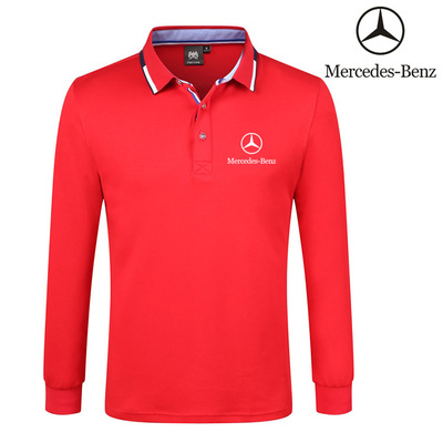 Polo Mercedes Benz Homme Manche Longue 2022 Col Contrasté Coton Slim Fit